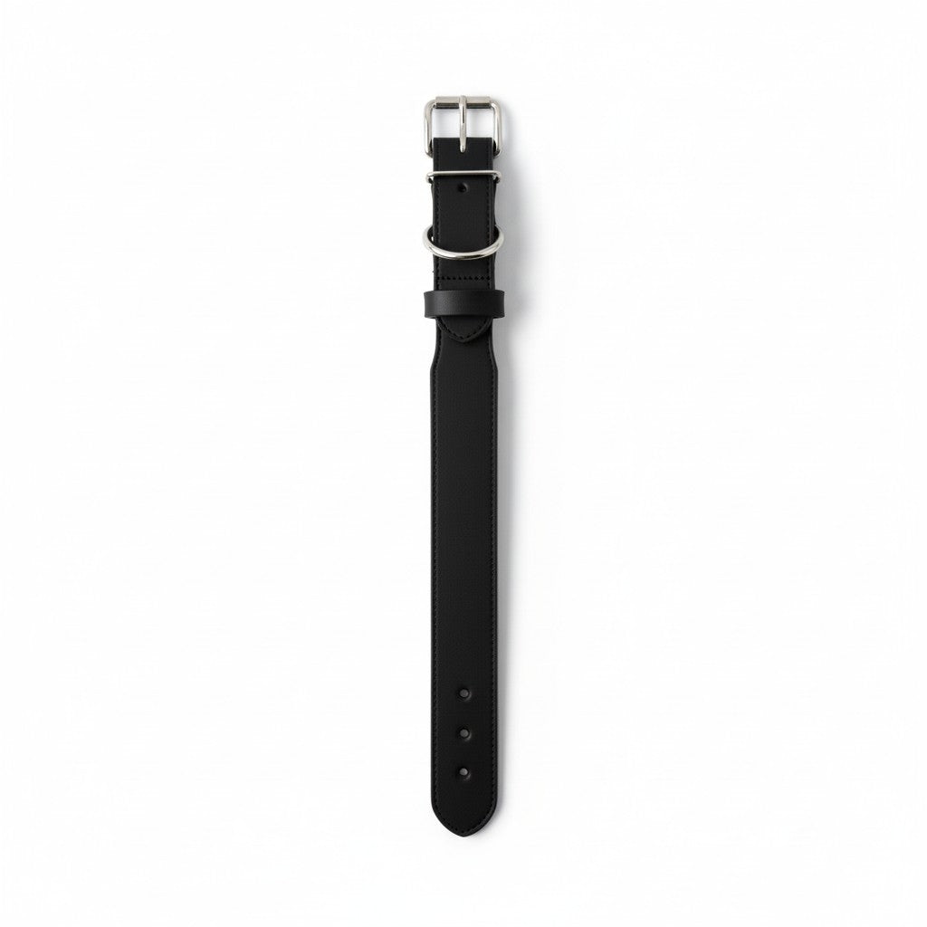 Aurex Wide Collar — Large Dogs, Double-Layer Leather, 5 cm, Steel Buckle
