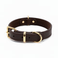 Aurex Prestige Dog Collar — Full-Grain Leather, Solid Brass, Saddle Stitch