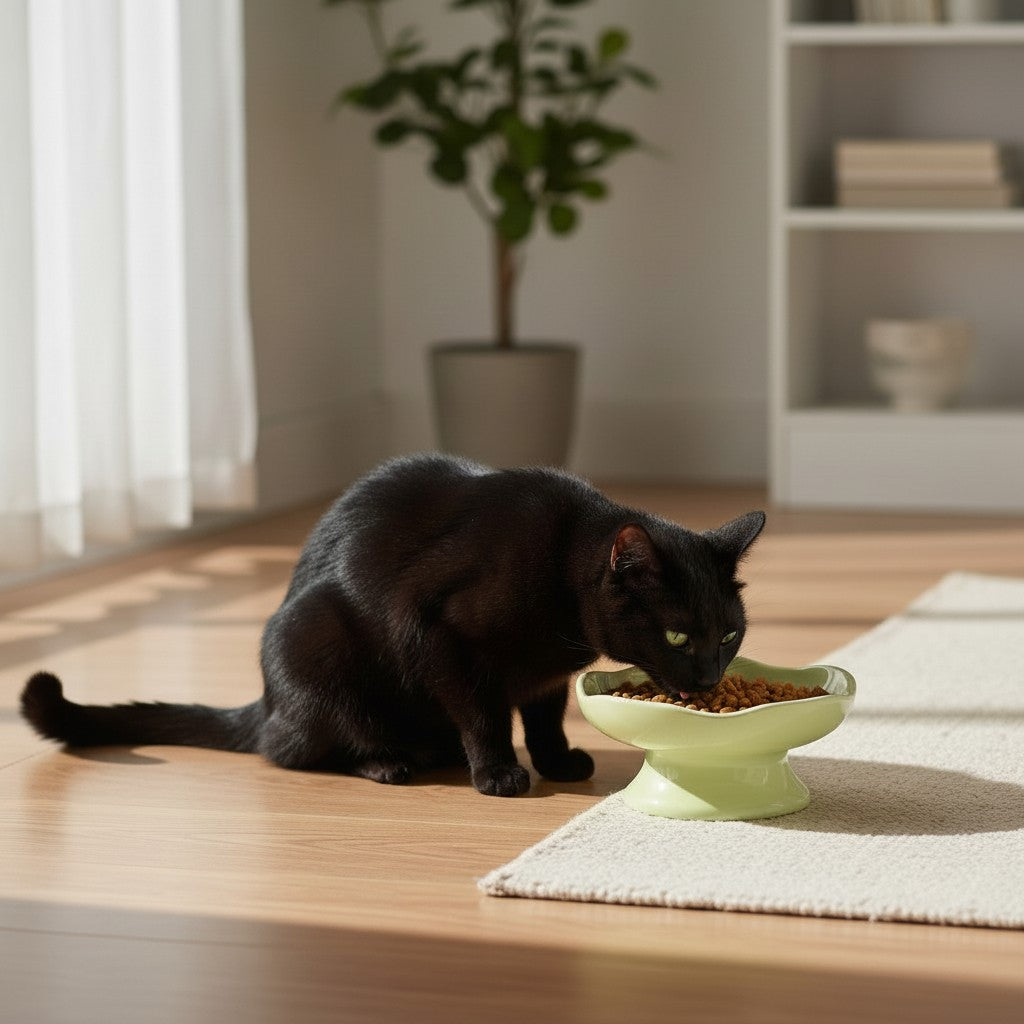 Aurex Ceramic Cat Bowl — Elevated, Stoneware