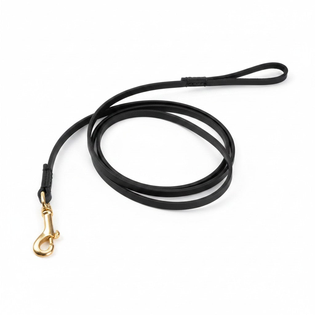 Aurex Prestige Leash — Natural Full-Grain Leather, Solid Brass, Hand-Burnished Edges