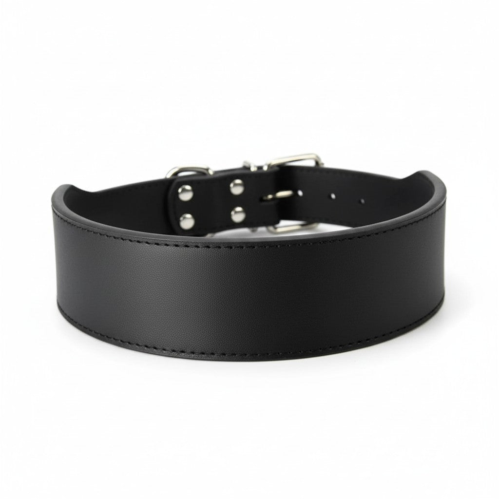 Aurex Wide Collar — Large Dogs, Double-Layer Leather, 5 cm, Steel Buckle