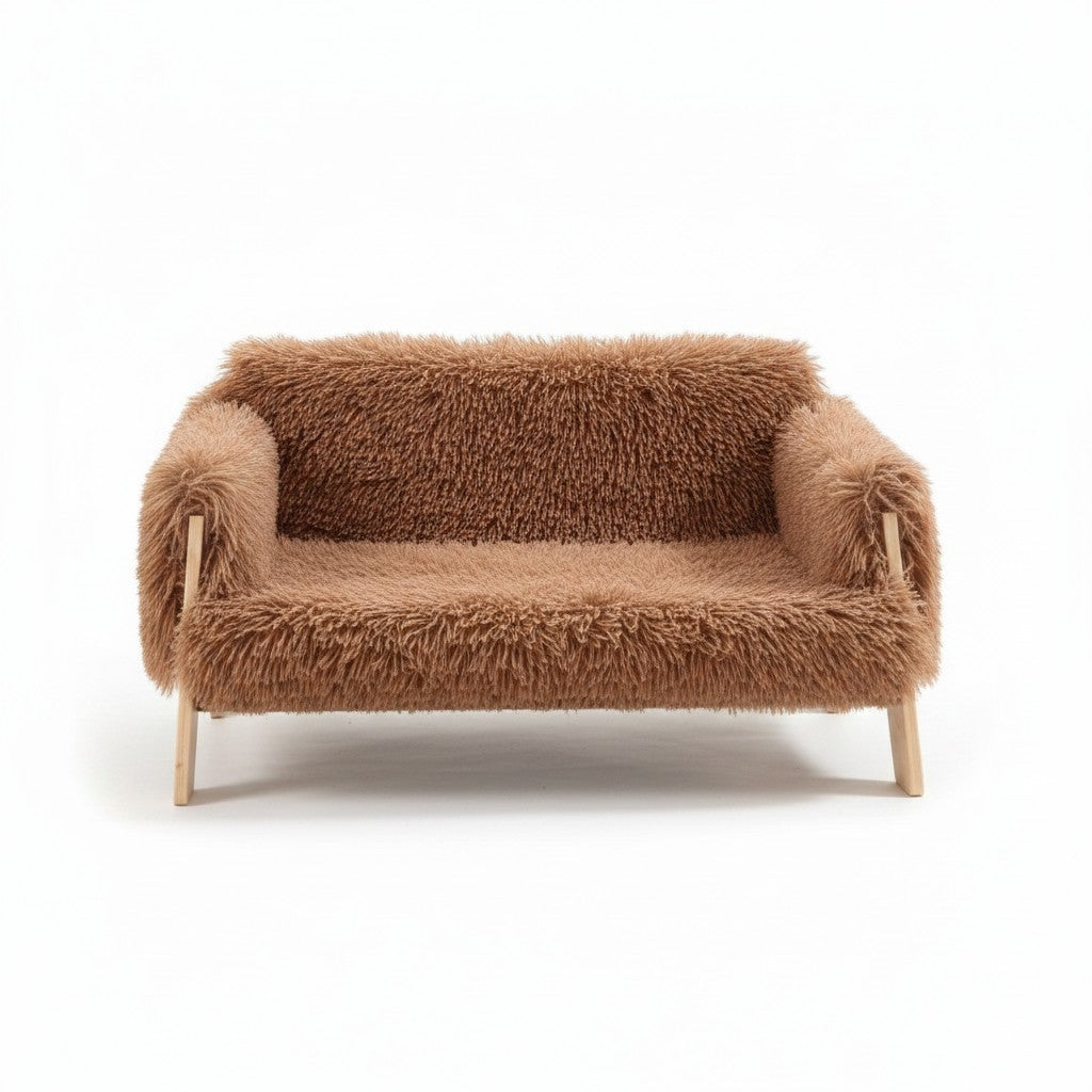 Aurex Cat Sofa — Solid Beech Frame, Long-Pile Plush, Removable & Washable