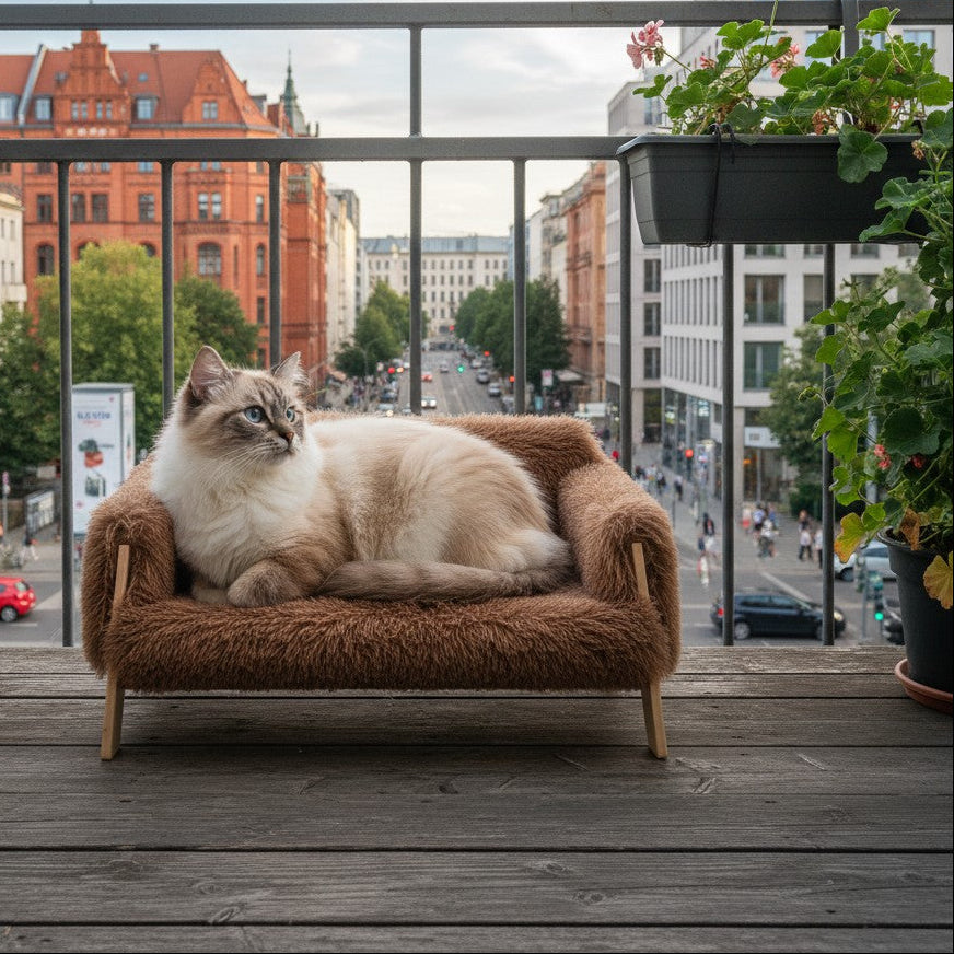 Aurex Cat Sofa — Solid Beech Frame, Long-Pile Plush, Removable & Washable