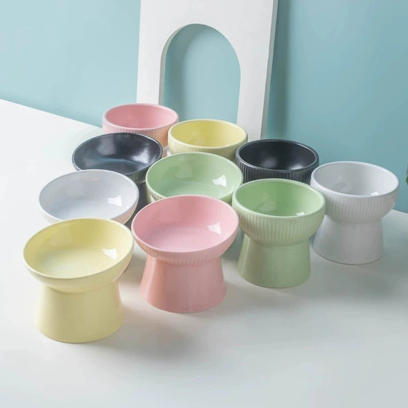 Aurex Elevated Ceramic Bowl — Fluted Pedestal