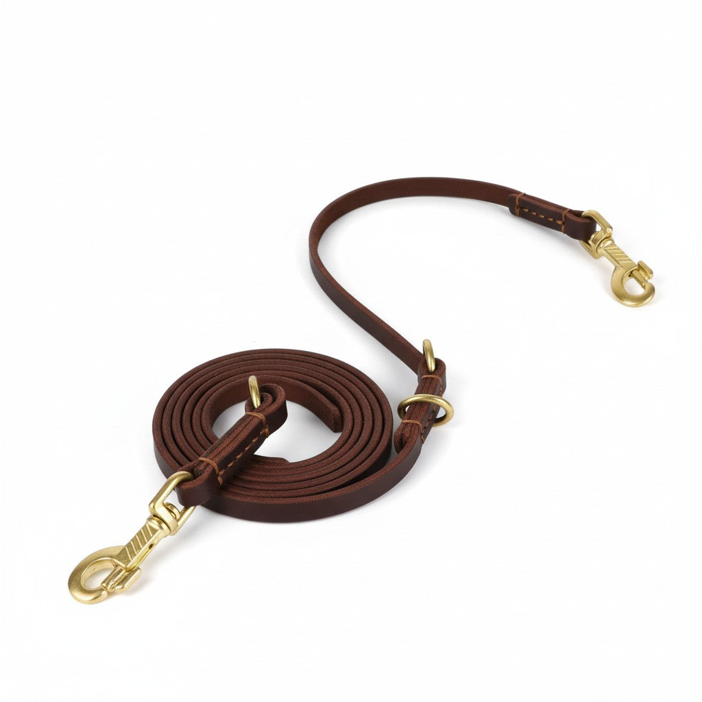 Aurex Hands-Free Leash — Full-Grain Leather, Solid Brass, 6 Functions
