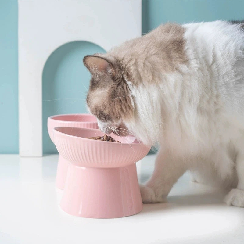 Aurex Elevated Ceramic Bowl — Fluted Pedestal