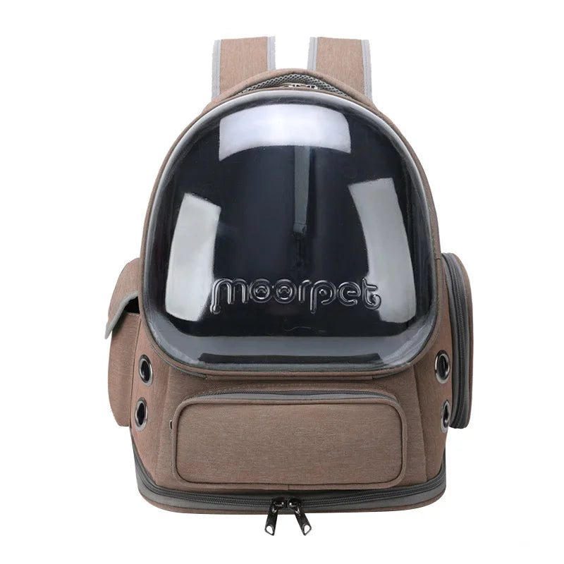Aurex Pet Backpack Carrier — Space Capsule Window, 600D Oxford, Ventilation Portholes
