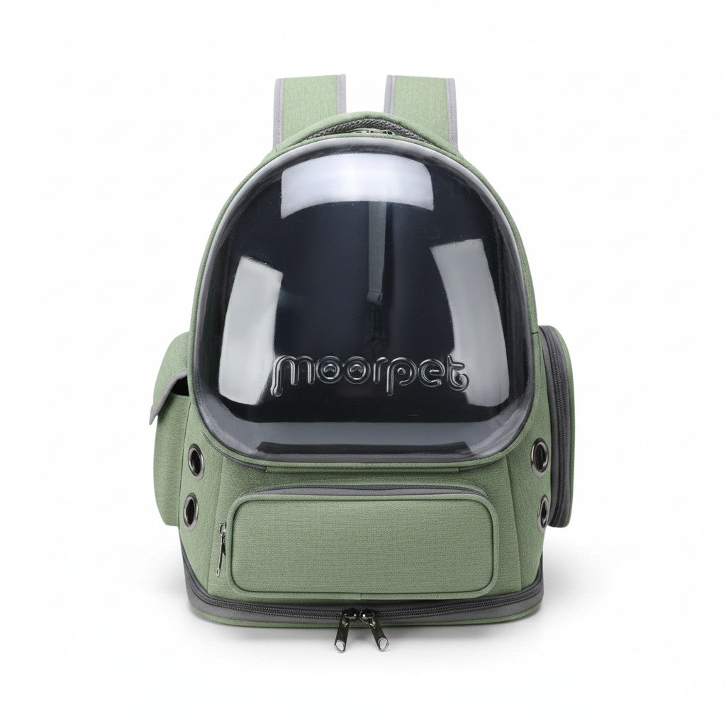 Aurex Pet Backpack Carrier — Space Capsule Window, 600D Oxford, Ventilation Portholes
