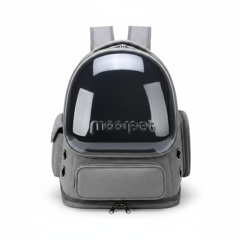 Aurex Pet Backpack Carrier — Space Capsule Window, 600D Oxford, Ventilation Portholes