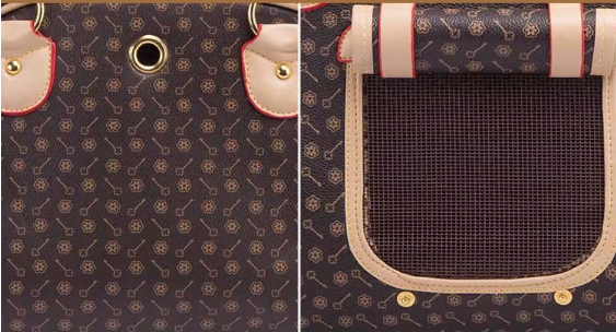 Aurex Luxury Pet Carrier — Monogram Canvas, Leather Trim, Gold Hardware