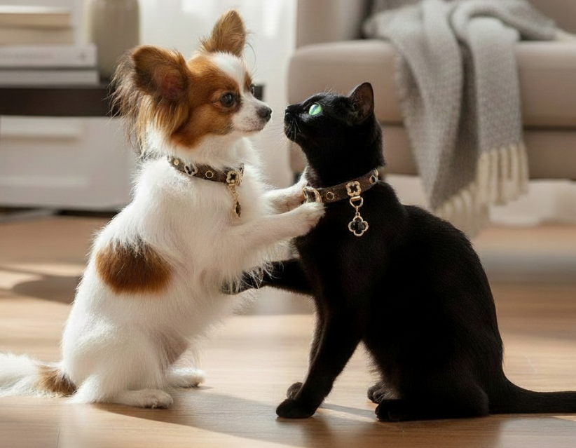 Aurex Halsband mit Kleeblatt-Anhänger — Für Katzen & Kleine Hunde