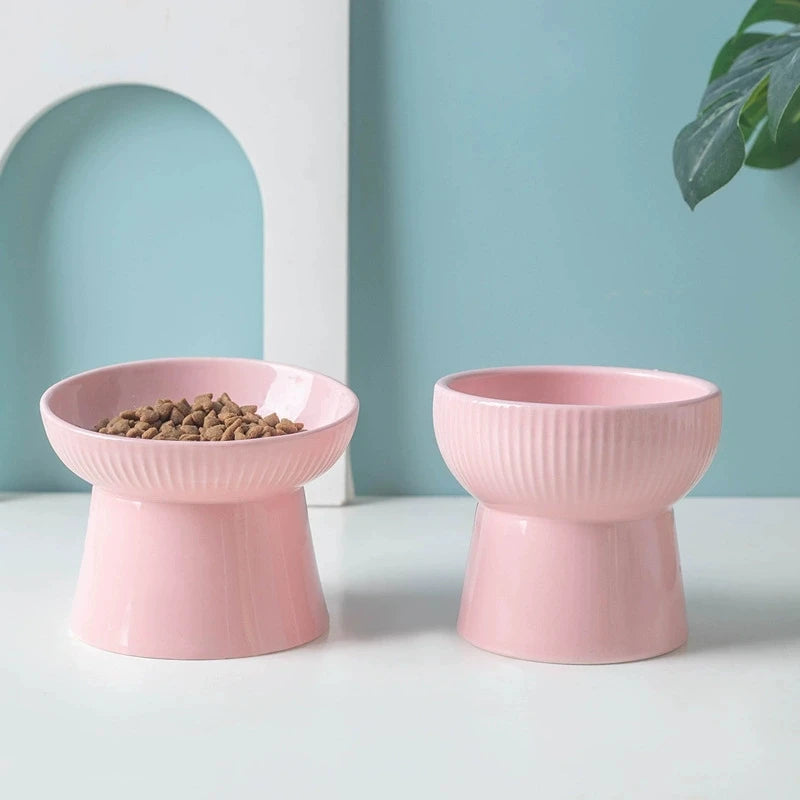 Aurex Elevated Ceramic Bowl — Fluted Pedestal