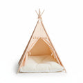 Aurex Teepee Pet Tent — Cotton Canvas, Pine Frame, Washable Cushion