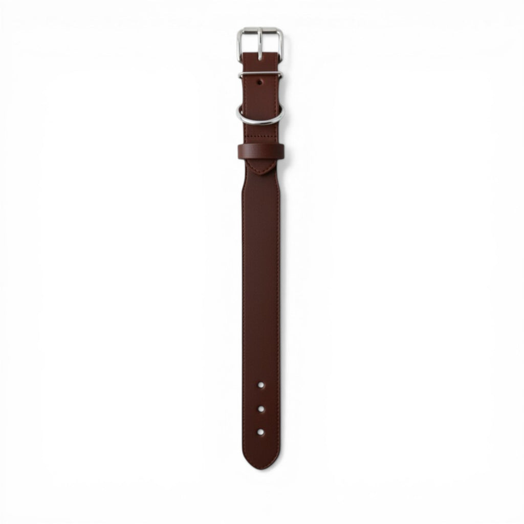 Aurex Wide Collar — Large Dogs, Double-Layer Leather, 5 cm, Steel Buckle